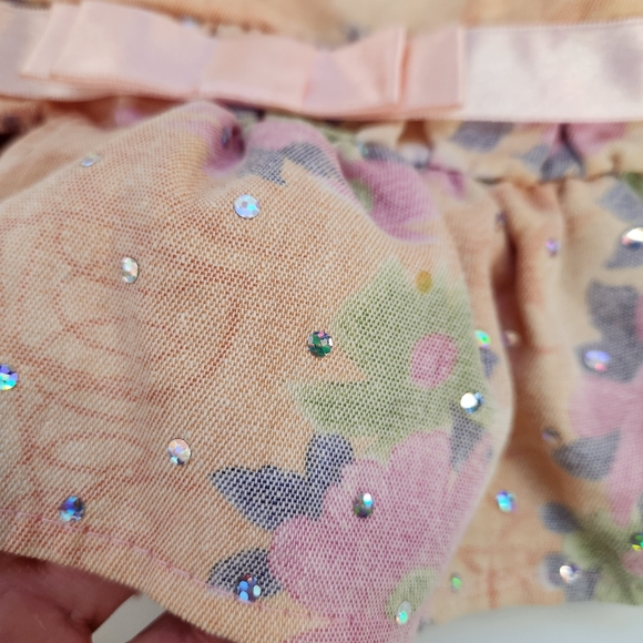 Build a Bear Dress Peach Flower Sparkle Bow Justice Tshirt Tassels Teddy Clothes - Picture 4 of 16